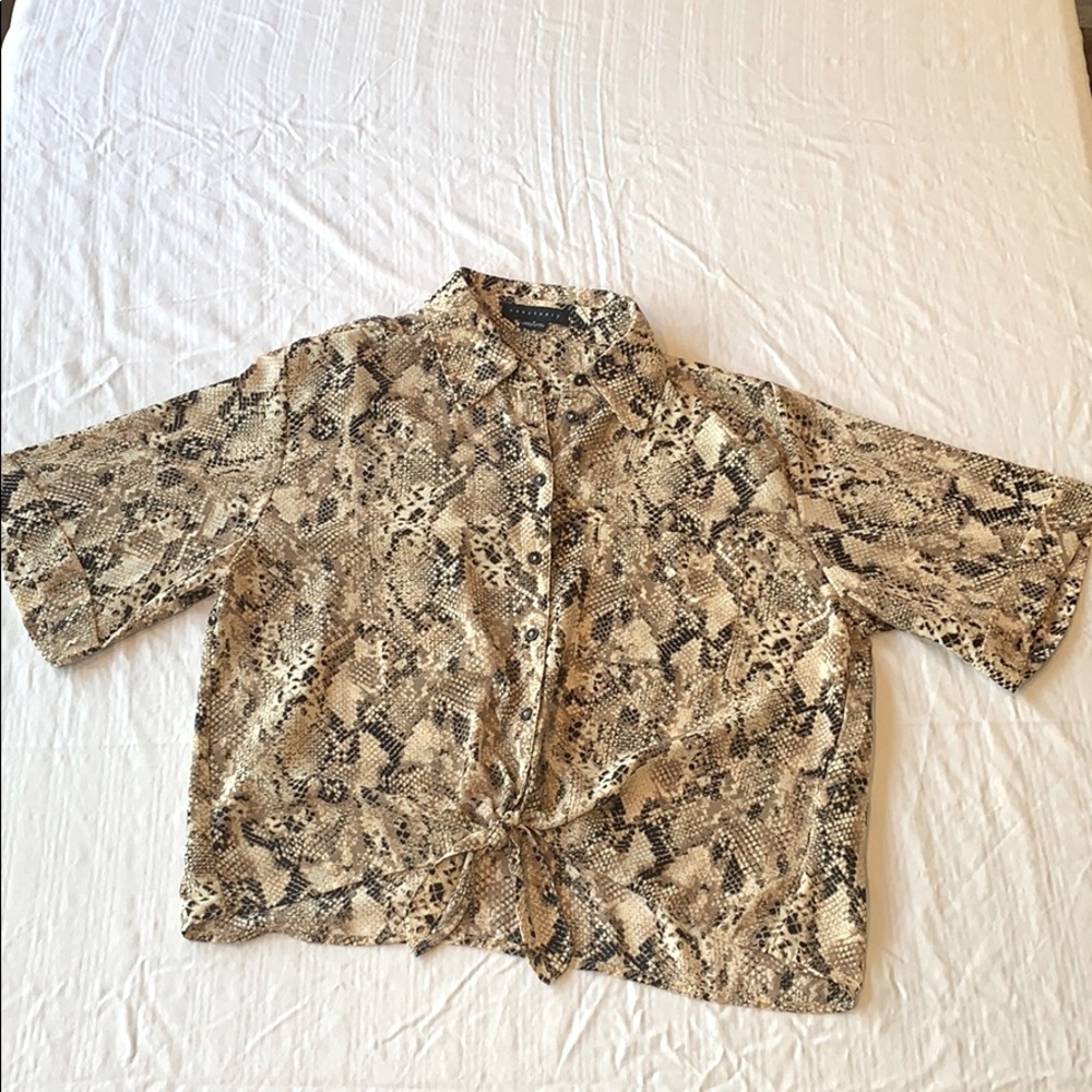 Snake Print tie front blouse